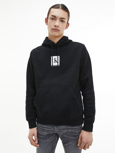 Calvin Klein Ruhák HU069410 | Calvin Klein Logo Férfi Kapucnis Pulóver Fekete